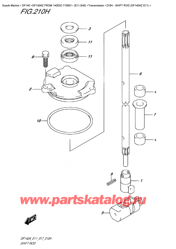  , , Suzuki DF140A ZL / ZX FROM 14003Z-710001~ (E11)  2017 , Shift Rod (Df140Az  E11)