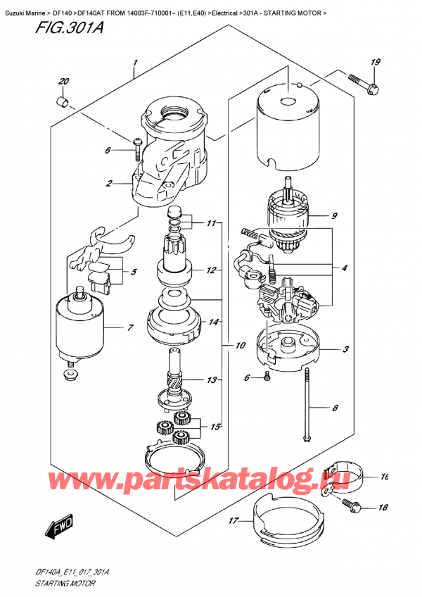  ,   , Suzuki DF140A TL/TX FROM 14003F-710001~ (E11), Starting  Motor /  