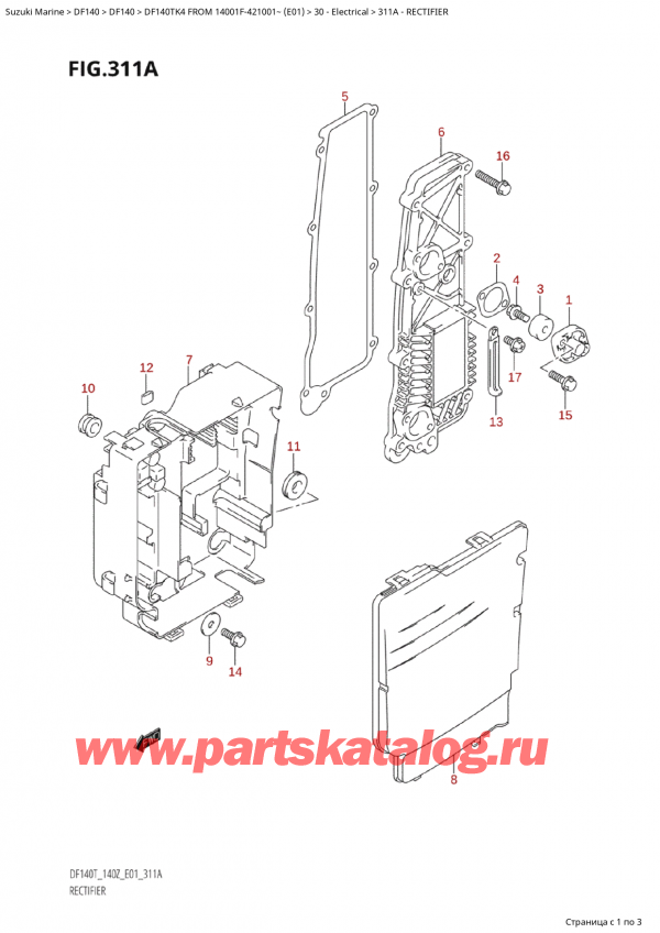  ,   , Suzuki Suzuki DF140TK4 X/XX FROM 14001F-421001~ (E01)  2004 ,  - Rectifier