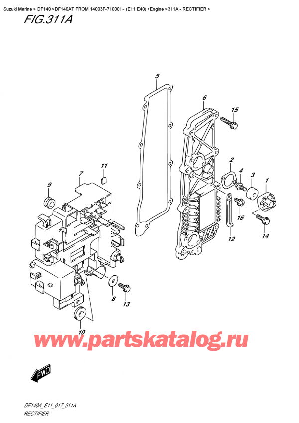  ,   , Suzuki DF140A TL/TX FROM 14003F-710001~ (E11), Rectifier