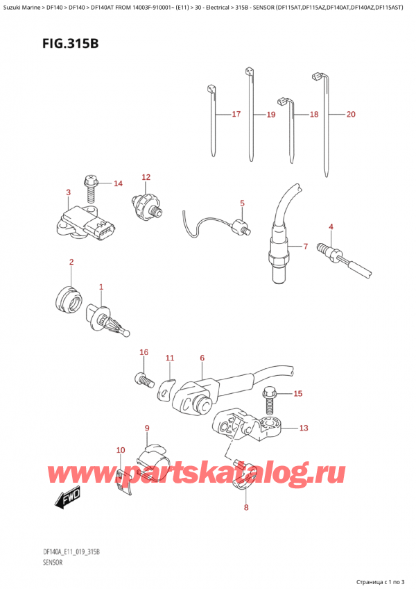  ,   , SUZUKI Suzuki DF140A TL / TX FROM 14003F-910001~  (E11 019)  2019 , Sensor (Df115At,Df115Az,Df140At,Df140Az,Df115Ast)