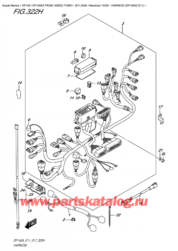 ,   , Suzuki DF140A ZL / ZX FROM 14003Z-710001~ (E11)  2017 ,   (Df140Az E11) - Harness  (Df140Az  E11)
