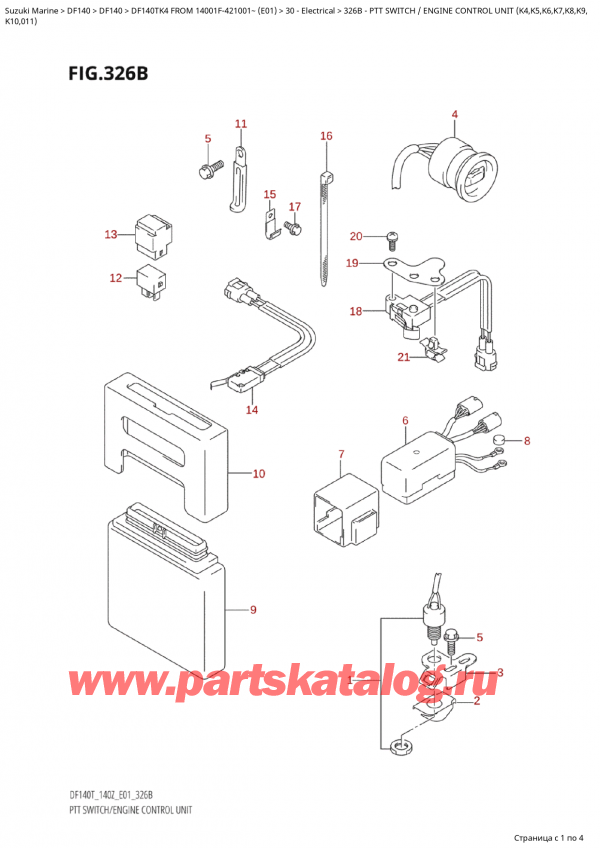   ,    , Suzuki Suzuki DF140TK4 X/XX FROM 14001F-421001~ (E01),   /    (K4, K5, K6, K7, K8, K9, / Ptt  Switch  /  Engine  Control  Unit (K4,K5,K6,K7,K8,K9,