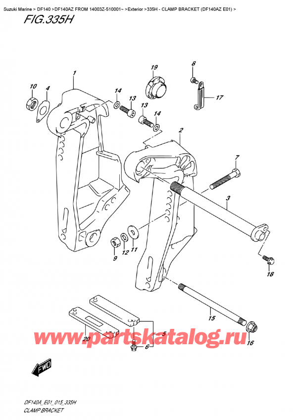 ,   , SUZUKI DF140A ZL / ZX FROM 14003Z-510001~   2015 , Clamp  Bracket (Df140Az  E01) -   (Df140Az E01)