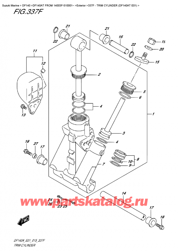 �������������, �� ��������� �����, Suzuki Suzuki DF140A TL / TX FROM 14003F-510001~ , Trim  Cylinder (Df140At  E01) - ������� ����� (Df140At E01)