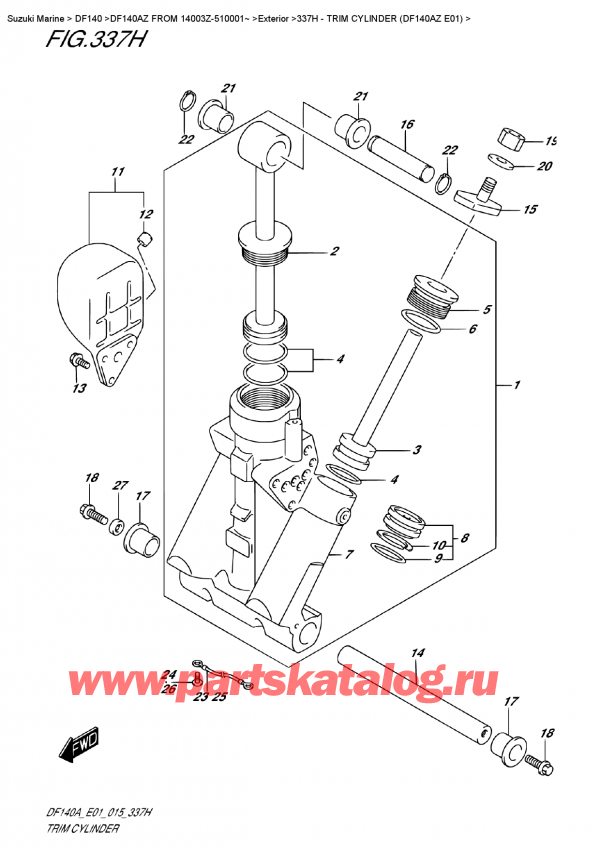   ,   , Suzuki DF140A ZL / ZX FROM 14003Z-510001~   2015 ,   (Df140Az E01) / Trim  Cylinder (Df140Az  E01)