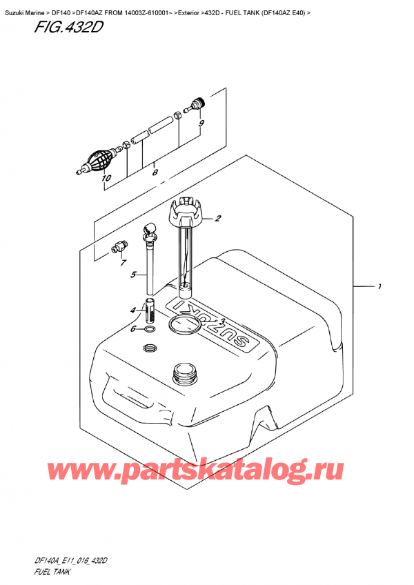   ,    , Suzuki DF140A ZL / ZX FROM 14003Z-610001~ (E11)  2016 , Fuel  Tank  (Df140Az  E40)