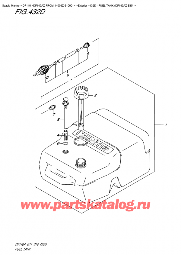 ,    , Suzuki DF140A ZL / ZX FROM 14003Z-610001~ (E11)  2016 ,   (Df140Az E40) / Fuel  Tank  (Df140Az  E40)