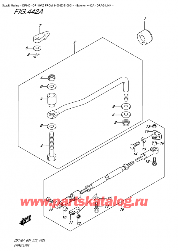   , , Suzuki DF140A ZL / ZX FROM 14003Z-510001~ ,   / Drag  Link
