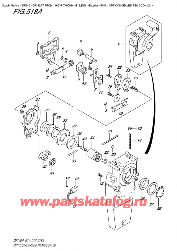   ,    , Suzuki DF140A TL/TX FROM 14003F-710001~ (E11), :  ,   (2) - Opt:concealed  Remocon  (2)