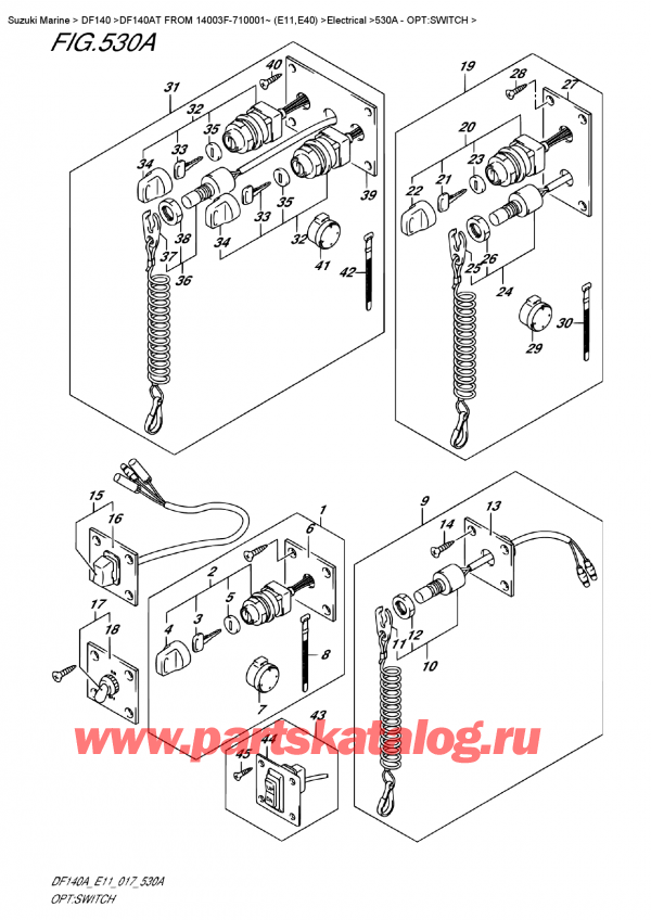 ������ ��������, �� �������� ��������� �����, Suzuki DF140A TL/TX FROM 14003F-710001~ (E11) ������ 2017 ����, �����: ������������� / Opt:switch