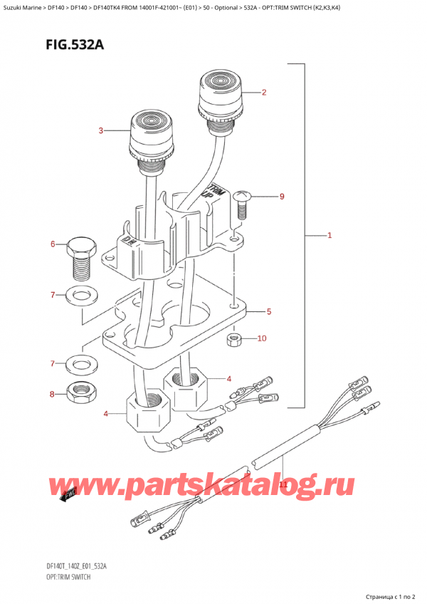 ������ ��������, �� ���������, Suzuki Suzuki DF140TK4 X/XX FROM 14001F-421001~ (E01), Opt:trim Switch (K2,K3,K4)