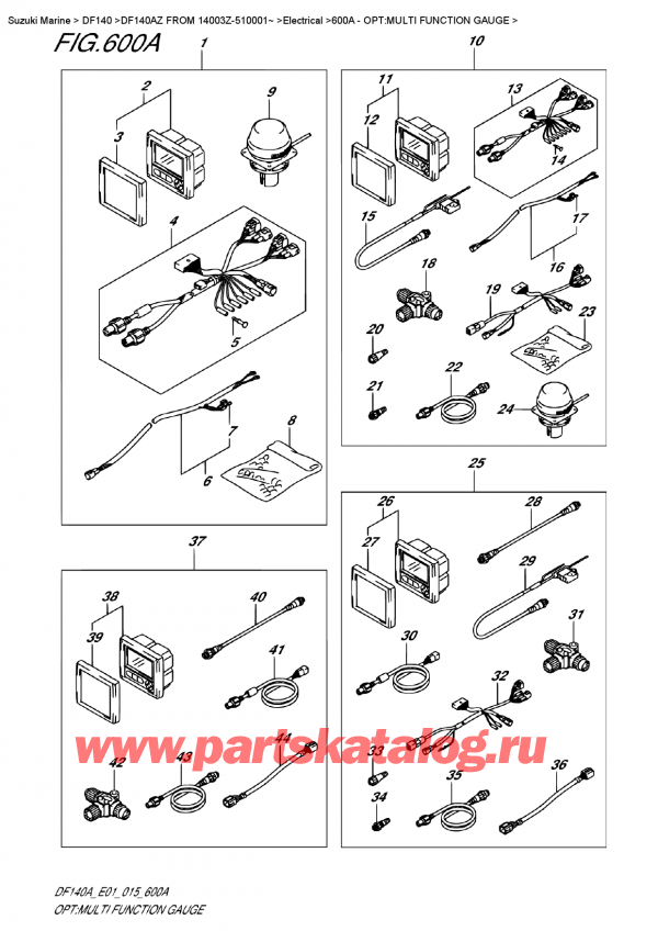 ������������ ��������, �� ��������� �����, Suzuki DF140A ZL / ZX FROM 14003Z-510001~  ������ 2015 ����, �����: multi Function Gauge