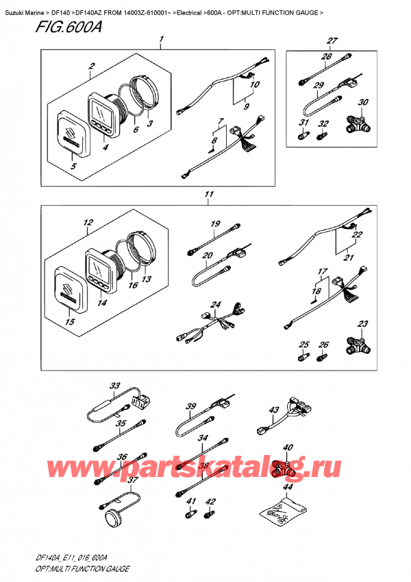  ,   , Suzuki DF140A ZL / ZX FROM 14003Z-610001~ (E11), Opt:multi  Function  Gauge