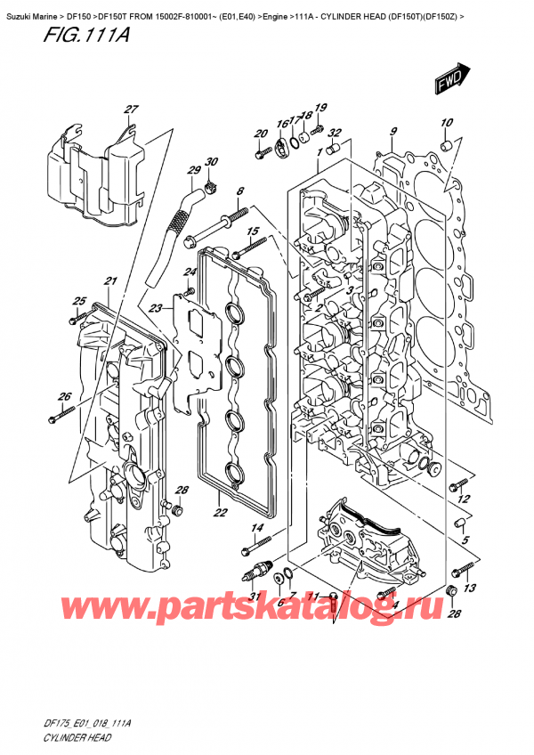 ������ ��������, , ������ DF150T L/X FROM 15002F-810001~ (E01), Cylinder Head  (Df150T)(Df150Z)