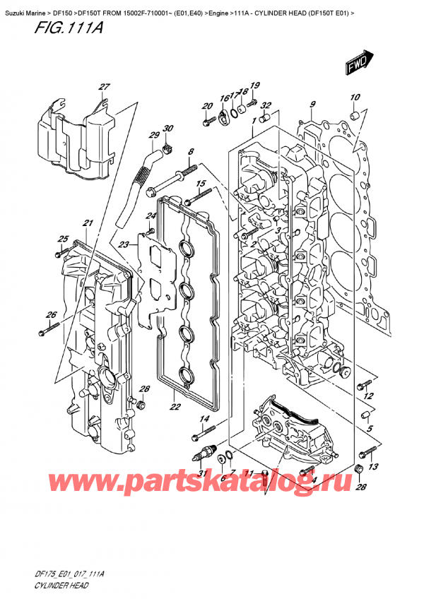  ,    , Suzuki DF150T L/X FROM 15002F-710001~ (E01)   2017 , Cylinder Head  (Df150T  E01) -    (Df150T E01)