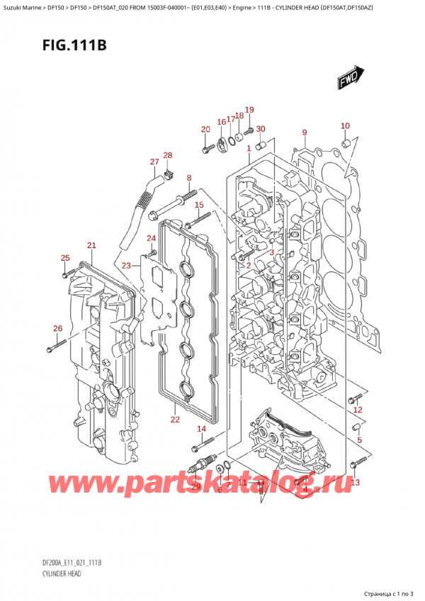  ,    , SUZUKI Suzuki DF150A TL / TX FROM 15003F-040001~  (E01 020)  2020 , Cylinder Head (Df150At,Df150Az)