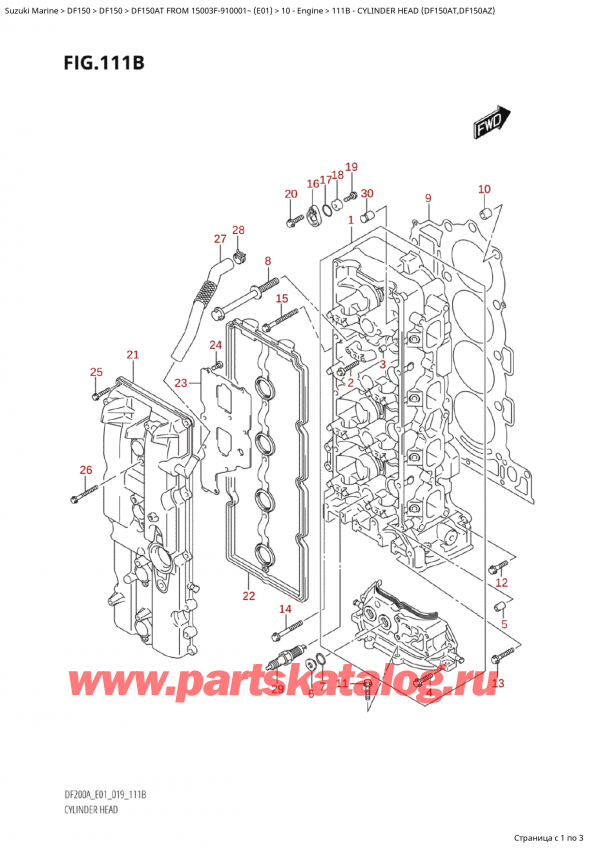  ,   , SUZUKI Suzuki DF150A TL / TX FROM 15003F-910001~  (E01 019)  2019 , Cylinder Head (Df150At,Df150Az)