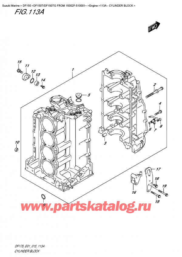  ,   , Suzuki DF150T L / X FROM 15002F-510001~ (E01), Cylinder Block /  