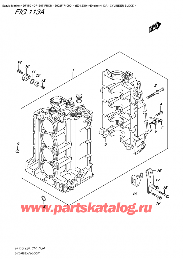  ,    ,  DF150T L/X FROM 15002F-710001~ (E01) , Cylinder Block