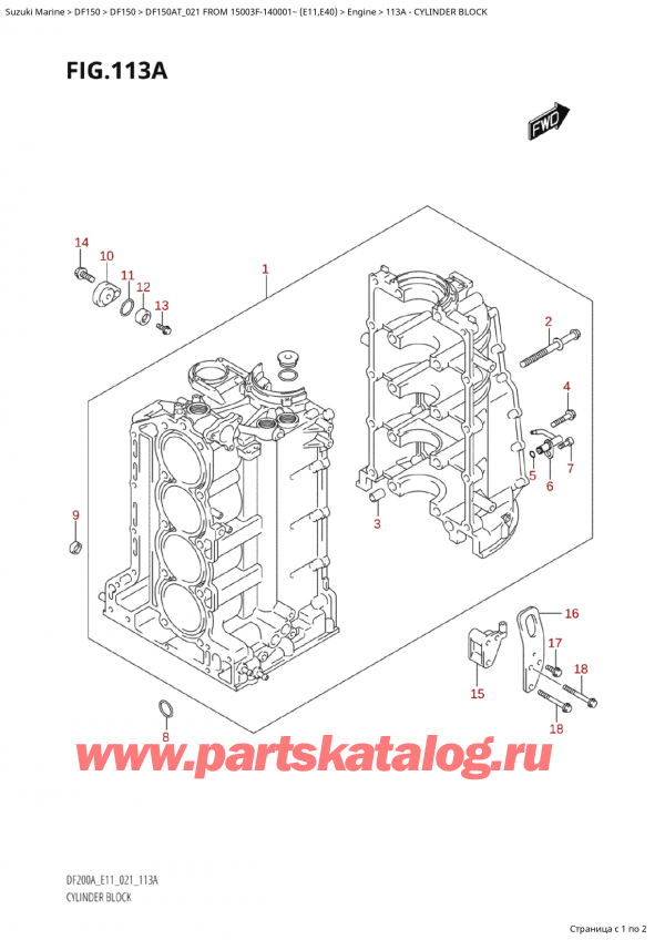   ,   ,  Suzuki DF150A TL / TX FROM 15003F-140001~  (E01 021),   / Cylinder Block