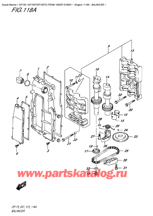 ������ �������������, �� ��������� �������� ���������, Suzuki DF150T L / X FROM 15002F-510001~ (E01) ������ 2015 ����, Balancer