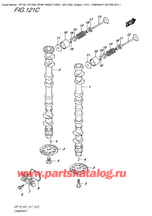 ,    , Suzuki DF150Z L/X  FROM 15002Z-710001~ (E01) , Camshaft (Df150Z  E01) /   (Df150Z E01)
