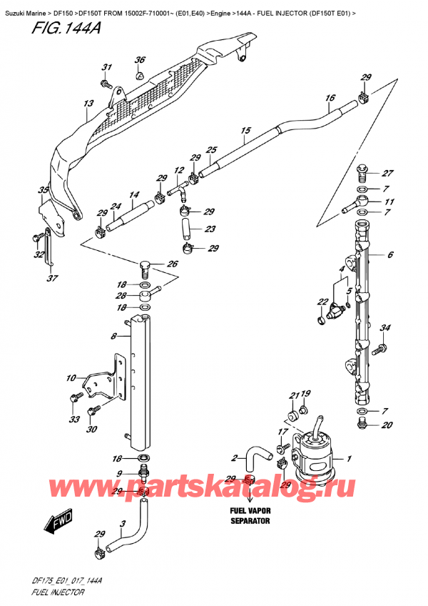 ,   , Suzuki DF150T L/X FROM 15002F-710001~ (E01) , Fuel  Injector    (Df150T  E01)