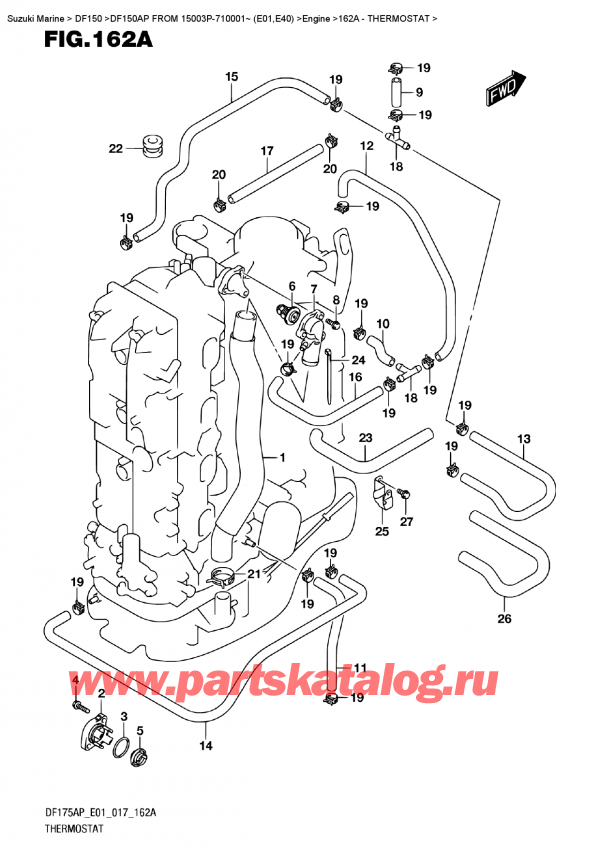 ������������ ��������, �� �������� �����, Suzuki DF150AP '/X FROM 15003P-710001~ (E01)  , ��������� / Thermostat