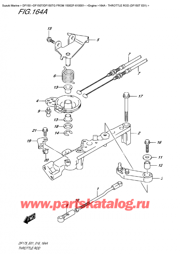  ,   , Suzuki DF150T L/X FROM 15002F-610001~ (E01)  2016 , Throttle Rod  (Df150T  E01)