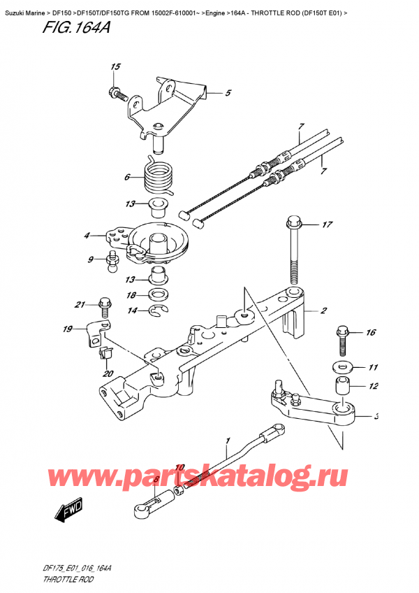  ,   ,  DF150T L/X FROM 15002F-610001~ (E01)  2016 ,   (Df150T E01) - Throttle Rod  (Df150T  E01)