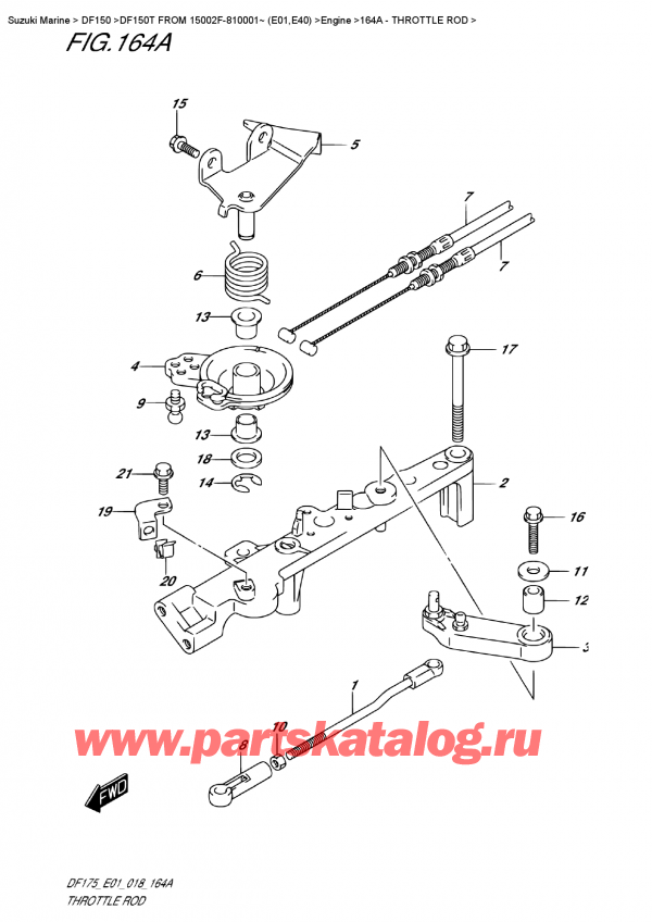  ,   , Suzuki DF150T L/X FROM 15002F-810001~ (E01), Throttle Rod -  