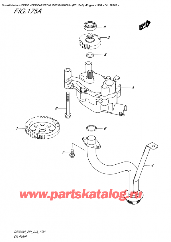 ,   , Suzuki DF150AP L / X FROM 15003P-810001~ (E01)  2018 , Oil  Pump