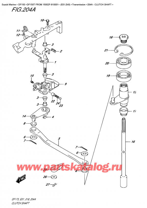  ,   , Suzuki DF150T L/X FROM 15002F-810001~ (E01), Clutch Shaft