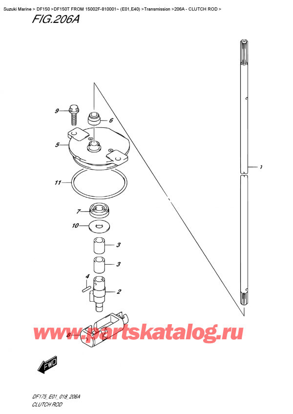  ,    , Suzuki DF150T L/X FROM 15002F-810001~ (E01), Clutch Rod -  