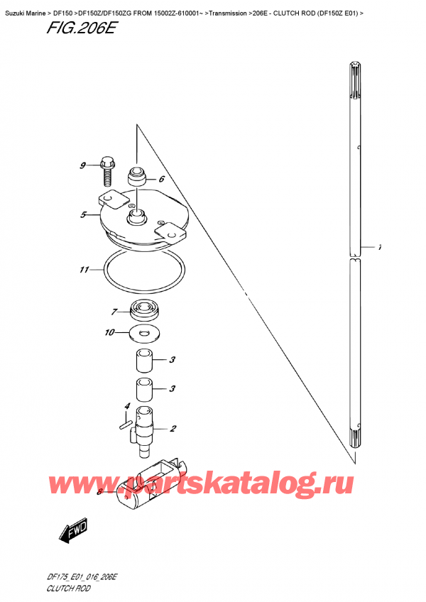   ,    ,  DF150Z L/X FROM 15002Z-610001~   2016 , Clutch Rod (Df150Z  E01)