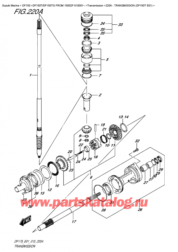  ,   , Suzuki DF150T L / X FROM 15002F-510001~ (E01)  2015 ,  (Df150T E01) / Transmission  (Df150T  E01)