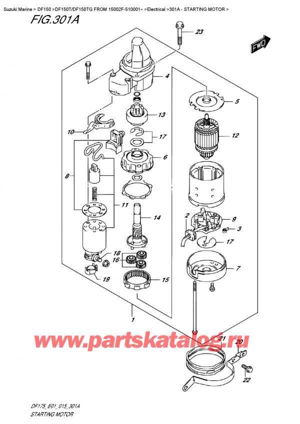  ,   ,  DF150T L / X FROM 15002F-510001~ (E01)  2015 , Starting Motor