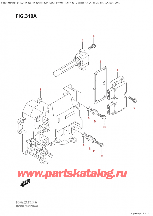  ,   , SUZUKI Suzuki DF150A TL / TX FROM 15003F-910001~  (E01 019), Rectifier / Ignition Coil