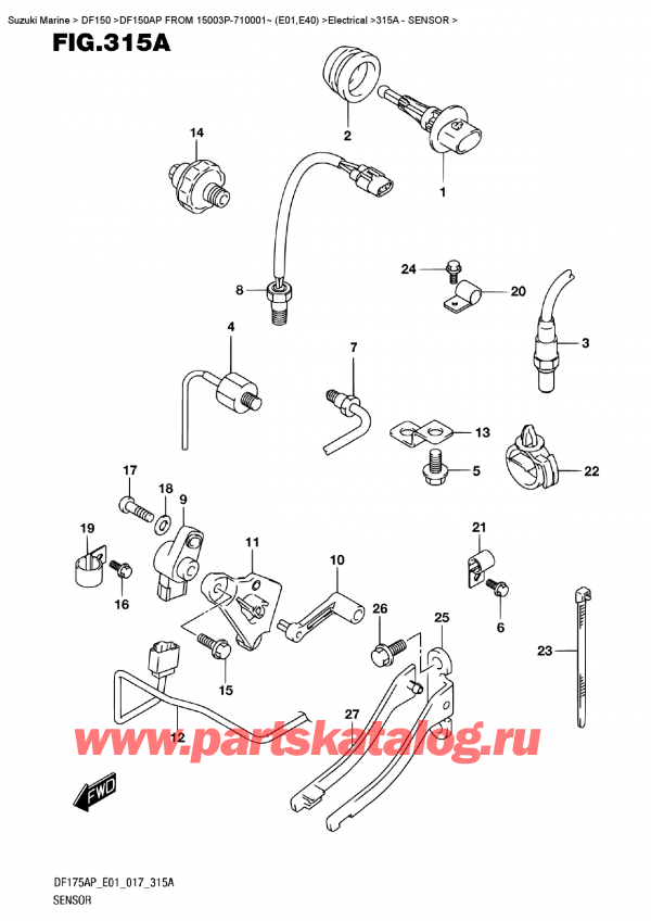 ������ �������������, �� ��������� ���������, SUZUKI DF150AP '/X FROM 15003P-710001~ (E01)  , Sensor