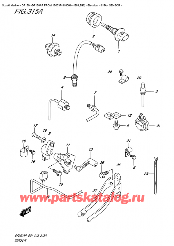 ,   , Suzuki DF150AP L / X FROM 15003P-810001~ (E01)  2018 ,  - Sensor