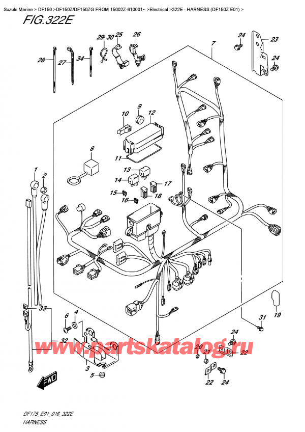 ������ �������������, �� �������� �����, SUZUKI DF150Z L/X FROM 15002Z-610001~  ������ 2016 ����, ���� �������� (Df150Z E01) - Harness (Df150Z  E01)