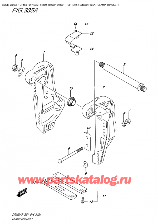  ,   , Suzuki DF150AP L / X FROM 15003P-810001~ (E01)  2018 , Clamp Bracket