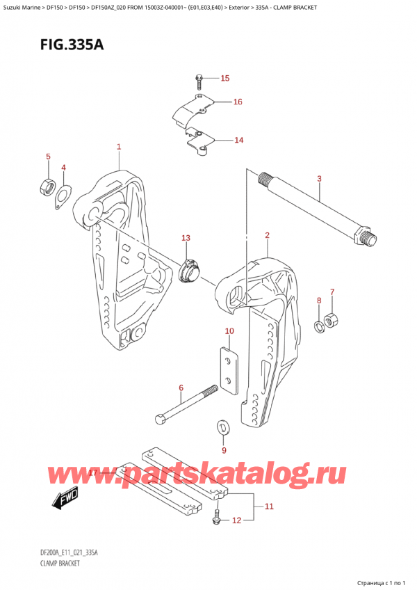  ,   , Suzuki Suzuki DF150A ZL / ZX FROM 15003Z-040001~  (E01 020), Clamp Bracket