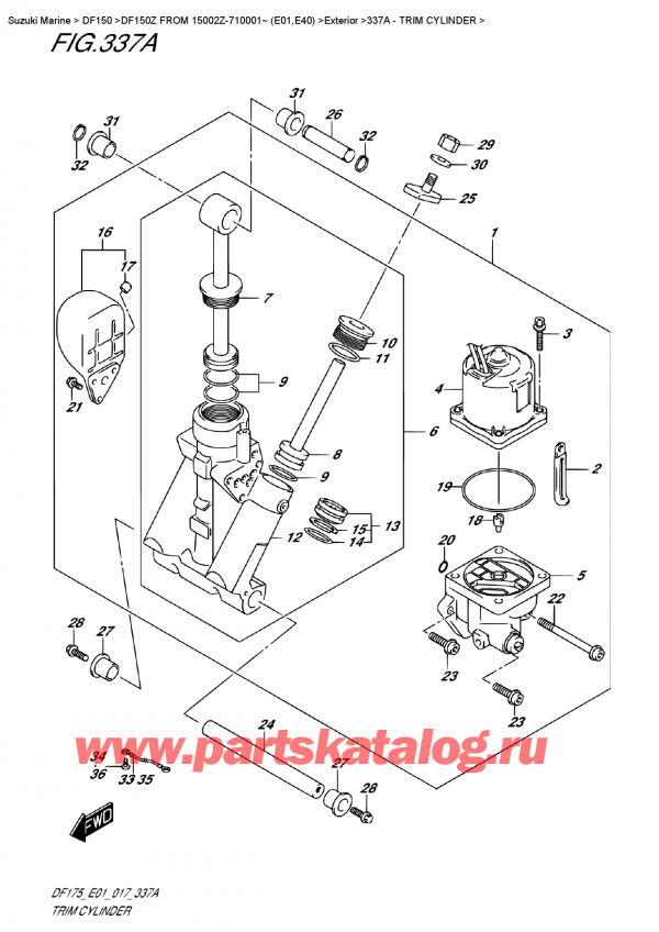 ,    ,  DF150Z L/X  FROM 15002Z-710001~ (E01)   2017 , Trim  Cylinder