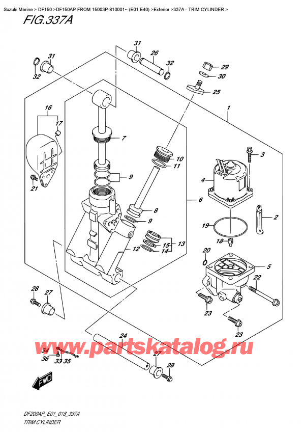   ,   , SUZUKI DF150AP L / X FROM 15003P-810001~ (E01)  2018 ,   / Trim Cylinder
