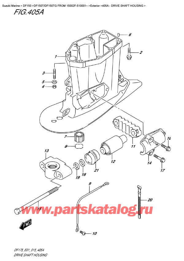 ������ ������������ ��������, �� ��������� ���������, Suzuki DF150T L / X FROM 15002F-510001~ (E01), Drive Shaft Housing / ������ ���� ��������