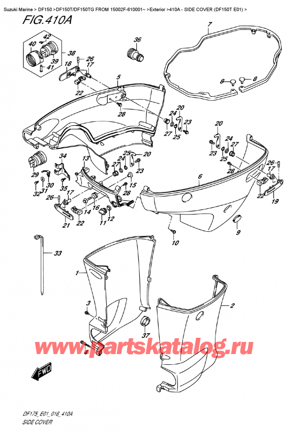  ,   , SUZUKI DF150T L/X FROM 15002F-610001~ (E01)  2016 , Side  Cover (Df150T  E01)