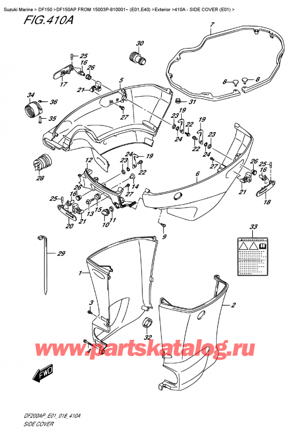  ,   , Suzuki DF150AP L / X FROM 15003P-810001~ (E01), Side Cover (E01)