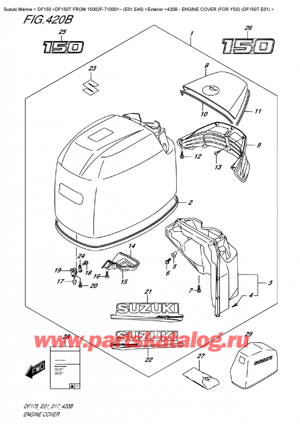   ,  ,  DF150T L/X FROM 15002F-710001~ (E01) , Engine Cover  (For  Y5S)  (Df150T  E01)